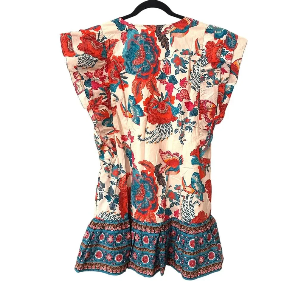 NEW NWT FARM RIO X ANTHROPOLOGIE Ruffled Tropical Mini‎ Dress Large - Picture 3 of 5
